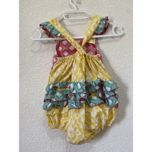 Shrimp & Grits toddler girls Floral Romper Size 3 Pink Yellow Blue Ruffle (S72) - Picture 3 of 5